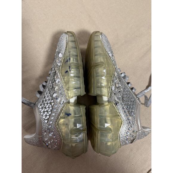 Jimmy Choo Shoes Womens Size 9 Silver Crystal Embellished Chunky Sneakers Italy - Picture 7 of 16